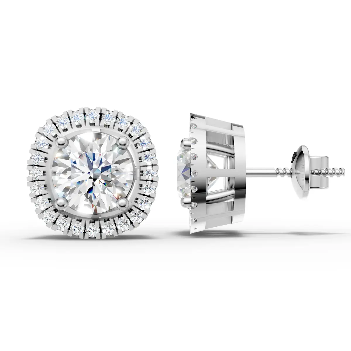 2-in-1 Round Diamond Halo Earrings